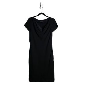 Brooks Brothers Women's Black Short Sleeve 100% Merino Wool Evening Dress